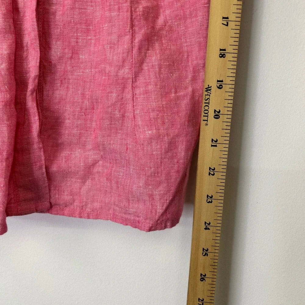 J. Crew Pink Linen Puff Sleeve Top Women's 4 Tie Back Beach Resort